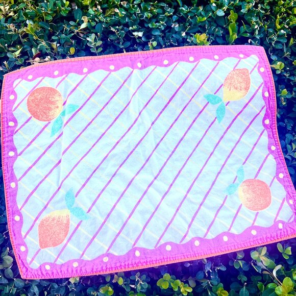 Pottery Barn Placemats - 8 - Lemon/Orange - Lattice with Pink & Orange - Picture 2 of 6